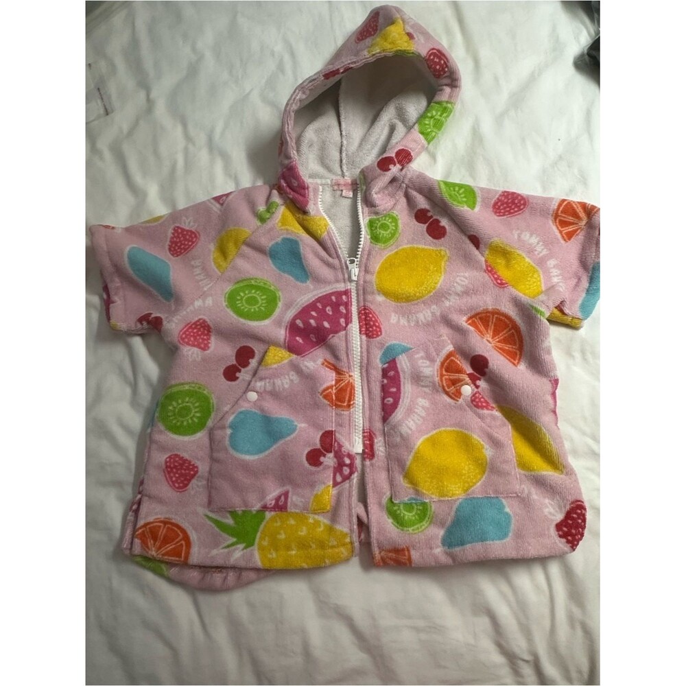 Tommy Bahama Pink Hooded Fruit-Print Kids Bath Robe